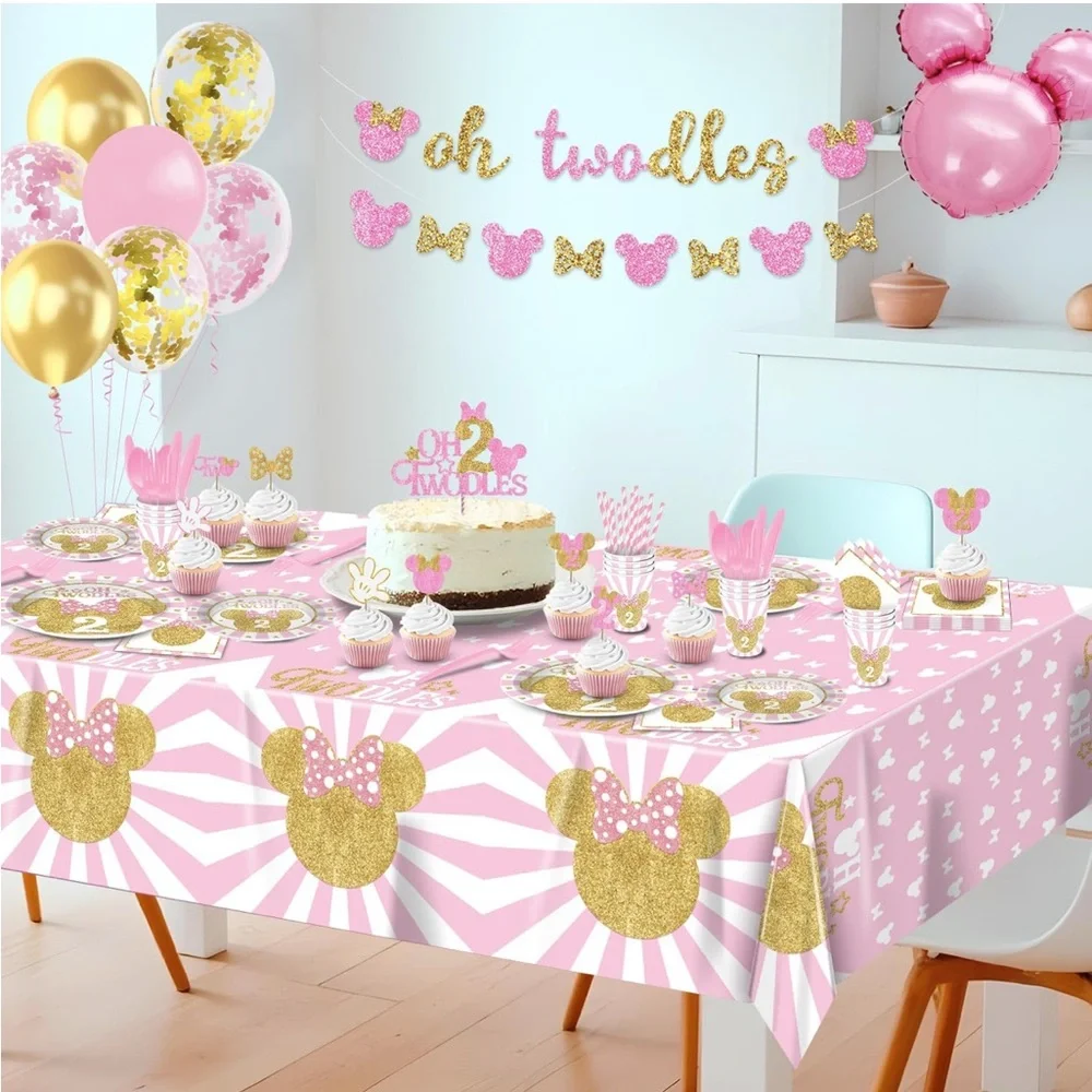 Pink Gold Minnie Mouse Party Supplies for 2 yr old oh twodoles new in package